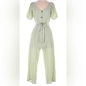 Monteau Women’s Mint polka dot cropped romper Size M